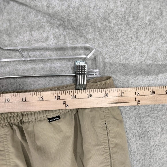Hurley Jogger Pants Mens Size L Khaki Drawstring Mesh Lining Athleisure Nylon - Picture 5 of 13